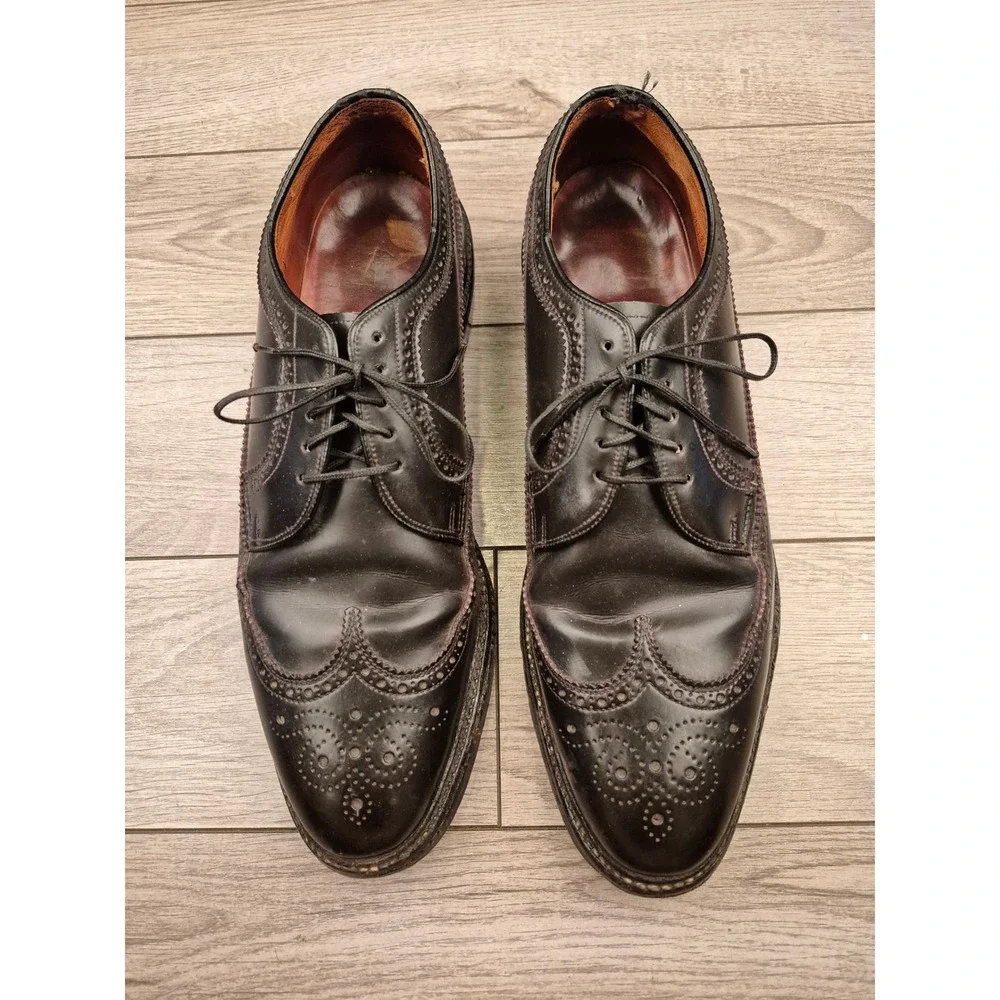Vintage DuPont Corfam‎ Dark Brown Wingtip Oxford Shell Dress Shoes Mens Sz 11 A